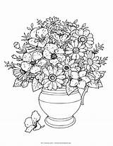 Coloring Vase Pages Flower Rose sketch template