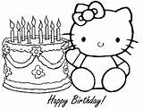 Kitty Hello Coloring Birthday Pages Drawing Color Colouring Happy Printable Print Getcolorings Colorings Getdrawings Line sketch template