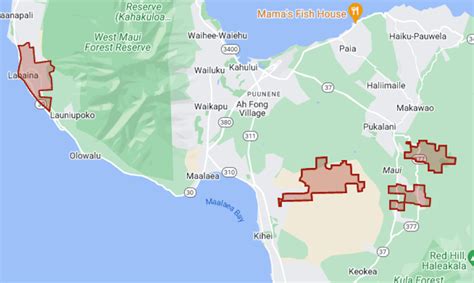 maui fire map  wildfires  burning  lahaina  upcountry