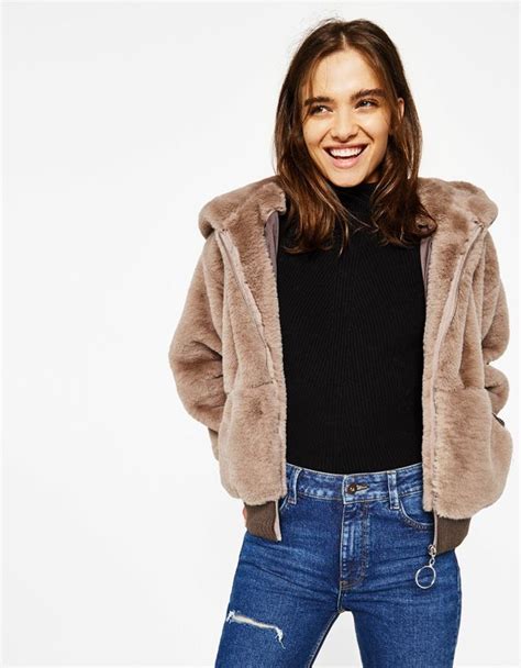 faux fur trends dames bershka netherlands womens faux fur coat short faux fur coat