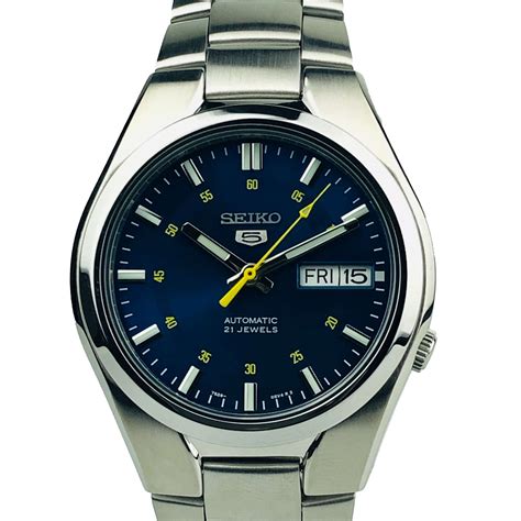 seiko  automatic stainless steel blue dial mens  snkk