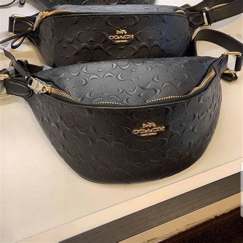 coach belt bag debossed black fanny pack womens fashion bags