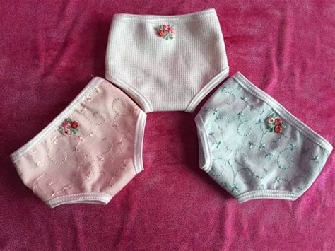 american girl doll clothes panty pink blue cotton embroidered
