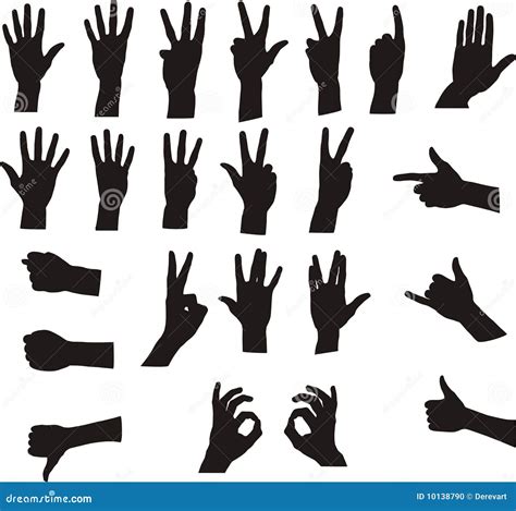 assorted hand signals stock vector illustration  group