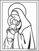 Mary Jesus Coloring Baby Print sketch template