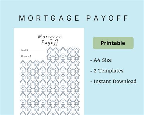 mortgage payoff tracker printable debt  house chart etsy