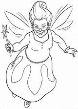 Shrek Coloring Painting Designs Godmother Fairy sketch template