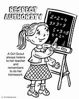 Respect Coloring Authority Scout Girl Daisy Pages Law Petal Scouts Book Petals Kids Worksheets Homework Girls Makingfriends Color Pink Easel sketch template