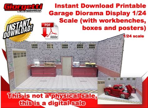 instant  printable garage diorama display  scale etsy