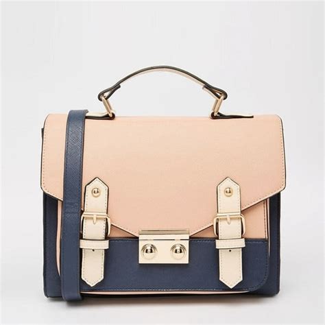 asos collection blocked satchel handbag  spring handbag trends  popsugar fashion