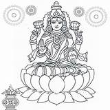 Lakshmi Hindu Diwali Gods Goddesses Laxmi Colouring Ganesh Dioses Hindues Sketchite Lotus Rangoli Wealth sketch template