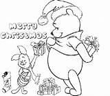 Christmas Disney Coloring Pages Pooh Winnie Print Santa Printable Sheet sketch template