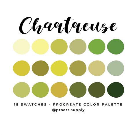 chartreuse procreate color palette hex codes green yellow  ipad