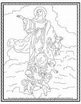 Coloring Assumption Catholic Mary Pages Virgin Blessed Heaven Lady Crafts Drawing Clipart Sacred Prayer Kids Mother Pearly Gates Sheets Print sketch template