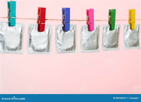 Condoms Hanging On The Rope Stock Image Image Of Lifestyle Condom