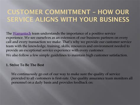 customer commitment   service aligns   business