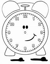 Clock Coloring Pages Alarm Smiling Time sketch template