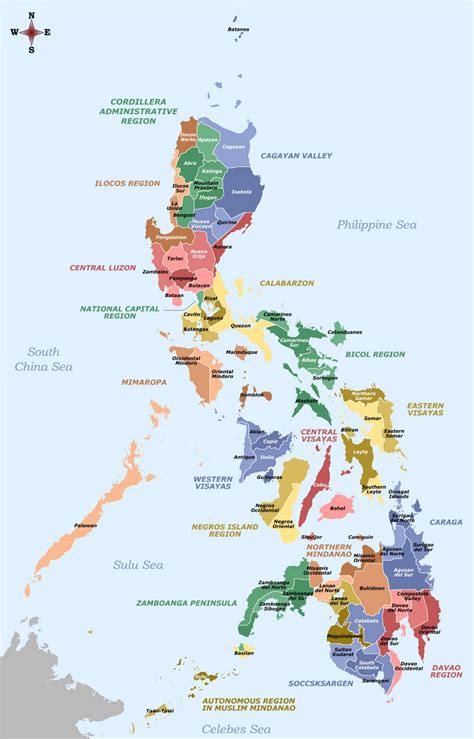 large provinces  regions map  philippines philippines asia