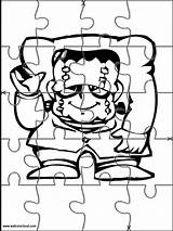 Halloween Jigsaw Printable Cut Puzzle Coloring Kids Puzzles Printables Games Pages sketch template