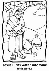 Wine Water Into Jesus Turns Coloring Pages Turn Convert Bible Kids Miracle Story Crafts School Sunday Drawing Getcolorings Color Activities sketch template