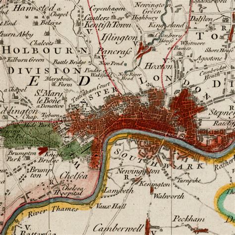 London 1750 Middlesex Seale Old Map