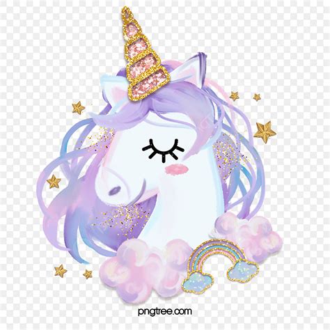 purple powder png transparent fantasy unicorn girl gold powder purple unicorn hand painted