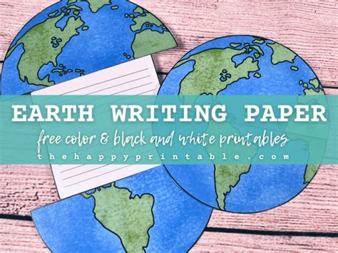 earth writing paper  happy printable