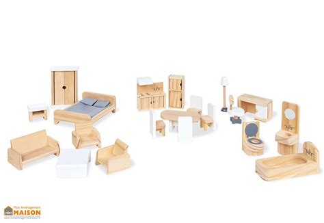 meubles pour maison de poupees en bois set de  pieces pinolino