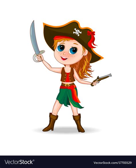 cute girl pirate royalty  vector image vectorstock