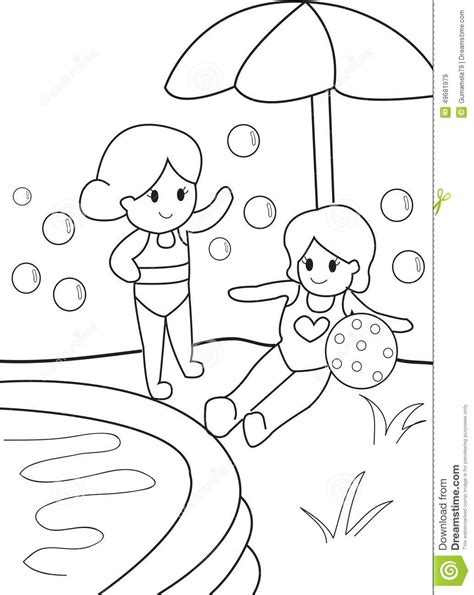 summer pool coloring pages   print