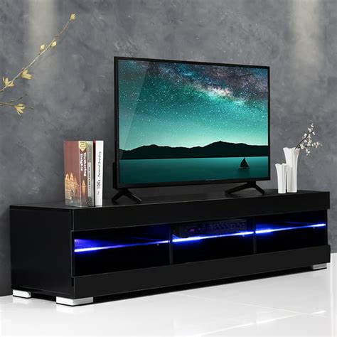 tv stand modern decorative cabinet  multi mode led lights shelves storage entertainment