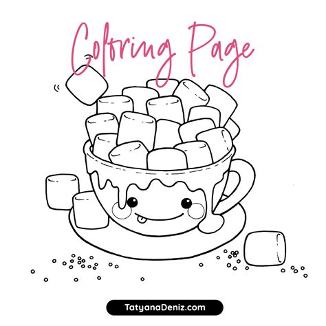 coloring page printable   hot chocolate  marshmallows