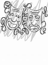 Comedy Tragedy Mask Coloring Template sketch template