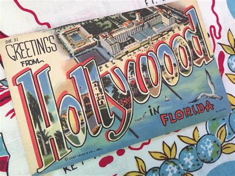vintage hollywood florida postcard greetings from hollywood