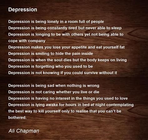 depression poem  ali chapman poem hunter