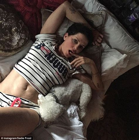 sadie frost poses braless in bed for instagram snap daily mail online