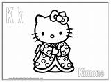 Coloring Pages Kitty Hello Kimono Alphabet sketch template