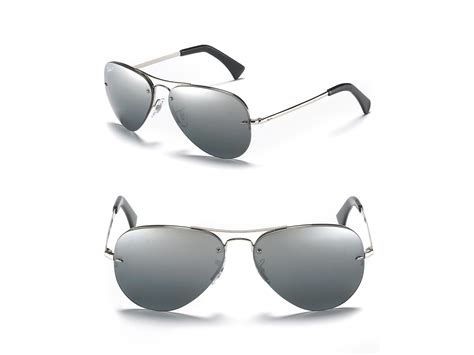 ray ban rimless aviator sunglasses mm  metallic  men lyst