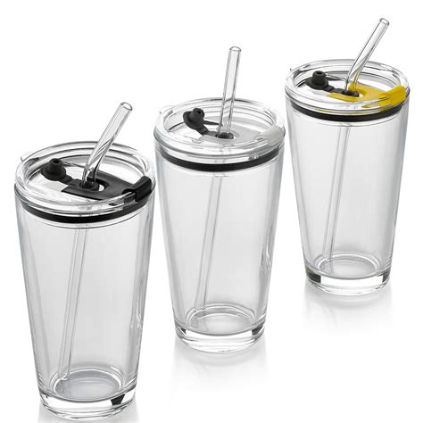 Buy Classic Premium Pint Glasses With Lid 16 Ounce Highball Cocktail