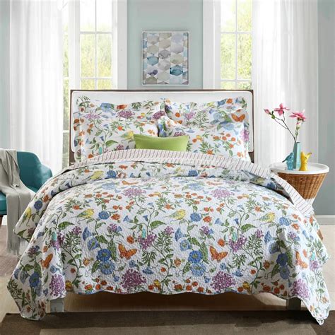 chausub spring flower quilt set pcs  cotton quilts quilted bedspread bed cover sheets