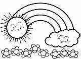 Coloring Pages Rainbow Cloud Sun Fun sketch template