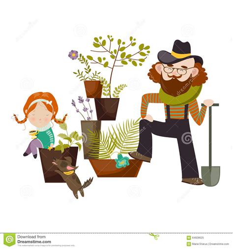 father and daughter planting in the garden vector illustration 76864888