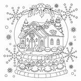 Ausmalbilder Schneekugeln Schneekugel Weihnachten Erwachsene sketch template