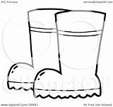 Boots Outline Pair Clipart Coloring Gardening Rain Rubber Royalty Illustration Toon Hit Rf Clipartmag sketch template