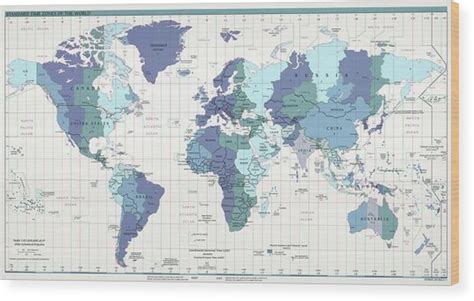 C I A World Map With Time Zones Photograph By Compass Rose