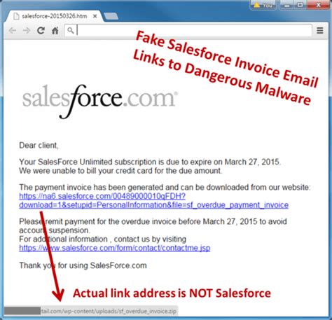 salesforce invoice spam email alert