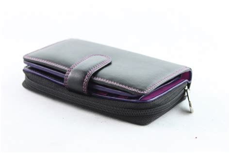 multi compartment soft leather purse wallet  ladies berry