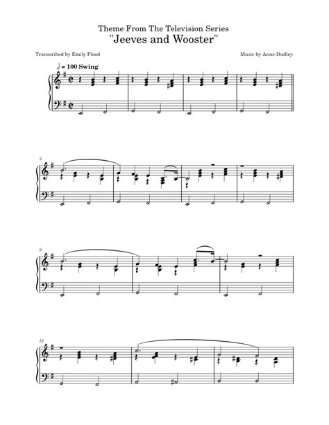 jeeves  wooster theme piano solo sheet   piano solo musescorecom