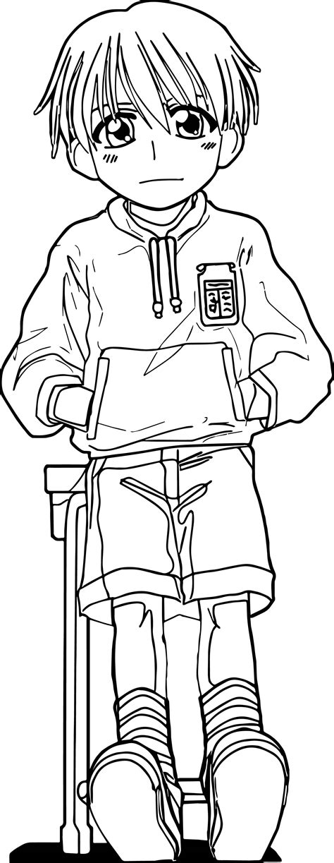manga boy standing coloring page wecoloringpagecom