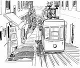 Lisbon Tram Quiet sketch template